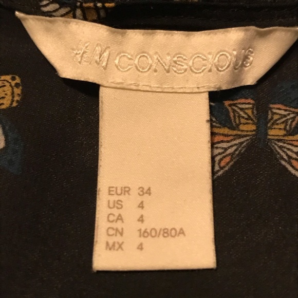 H&M Conscious Collection Black Boho Chiffon Butterfly Dress - Picture 11 of 12
